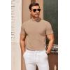 imageCOOFANDY Mens Mock Turtleneck Sweater Short Sleeve Slim Fit Turtle Neck Sweaters Casual Basic Tee Ribbed Knit Pullover TopsKhaki