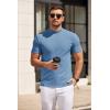 imageCOOFANDY Mens Mock Turtleneck Sweater Short Sleeve Slim Fit Turtle Neck Sweaters Casual Basic Tee Ribbed Knit Pullover TopsLight Blue