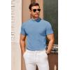 imageCOOFANDY Mens Mock Turtleneck Sweater Short Sleeve Slim Fit Turtle Neck Sweaters Casual Basic Tee Ribbed Knit Pullover TopsLight Blue