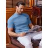 imageCOOFANDY Mens Mock Turtleneck Sweater Short Sleeve Slim Fit Turtle Neck Sweaters Casual Basic Tee Ribbed Knit Pullover TopsLight Blue