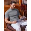 imageCOOFANDY Mens Mock Turtleneck Sweater Short Sleeve Slim Fit Turtle Neck Sweaters Casual Basic Tee Ribbed Knit Pullover TopsLight Grey