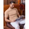 imageCOOFANDY Mens Mock Turtleneck Sweater Short Sleeve Slim Fit Turtle Neck Sweaters Casual Basic Tee Ribbed Knit Pullover TopsLight Khaki