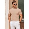 imageCOOFANDY Mens Mock Turtleneck Sweater Short Sleeve Slim Fit Turtle Neck Sweaters Casual Basic Tee Ribbed Knit Pullover TopsLight Khaki