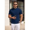 imageCOOFANDY Mens Mock Turtleneck Sweater Short Sleeve Slim Fit Turtle Neck Sweaters Casual Basic Tee Ribbed Knit Pullover TopsNavy Blue