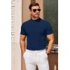 imageCOOFANDY Mens Mock Turtleneck Sweater Short Sleeve Slim Fit Turtle Neck Sweaters Casual Basic Tee Ribbed Knit Pullover TopsNavy Blue