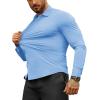 imageCOOFANDY Mens Muscle Fit Dress Shirts WrinkleFree Long Sleeve Casual Button Down ShirtsLight Blue