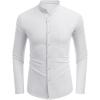 imageCOOFANDY Mens Oxford Shirts Long Sleeve Casual Button Down Shirts Band Collar Dress Shirt with PocketAll White