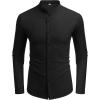 imageCOOFANDY Mens Oxford Shirts Long Sleeve Casual Button Down Shirts Band Collar Dress Shirt with PocketBlack