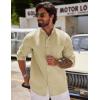 imageCOOFANDY Mens Oxford Shirts Long Sleeve Casual Button Down Shirts Band Collar Dress Shirt with PocketCoffee