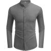 imageCOOFANDY Mens Oxford Shirts Long Sleeve Casual Button Down Shirts Band Collar Dress Shirt with PocketDark Grey