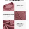imageCOOFANDY Mens Oxford Shirts Long Sleeve Casual Button Down Shirts Band Collar Dress Shirt with PocketDark Red