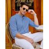 imageCOOFANDY Mens Oxford Shirts Long Sleeve Casual Button Down Shirts Band Collar Dress Shirt with PocketDenim Blue