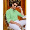 imageCOOFANDY Mens Oxford Shirts Long Sleeve Casual Button Down Shirts Band Collar Dress Shirt with PocketLight Green