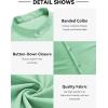 imageCOOFANDY Mens Oxford Shirts Long Sleeve Casual Button Down Shirts Band Collar Dress Shirt with PocketLight Green
