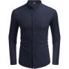 imageCOOFANDY Mens Oxford Shirts Long Sleeve Casual Button Down Shirts Band Collar Dress Shirt with PocketNavy Blue