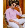 imageCOOFANDY Mens Oxford Shirts Long Sleeve Casual Button Down Shirts Band Collar Dress Shirt with PocketPink