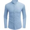 imageCOOFANDY Mens Oxford Shirts Long Sleeve Casual Button Down Shirts Band Collar Dress Shirt with PocketSky Blue