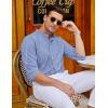 imageCOOFANDY Mens Oxford Shirts Long Sleeve Casual Button Down Shirts Band Collar Dress Shirt with PocketStripebluewhite