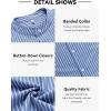 imageCOOFANDY Mens Oxford Shirts Long Sleeve Casual Button Down Shirts Band Collar Dress Shirt with PocketStripebluewhite