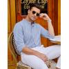 imageCOOFANDY Mens Oxford Shirts Long Sleeve Casual Button Down Shirts Band Collar Dress Shirt with PocketStripelight Bluewhite