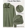 imageCOOFANDY Mens Polo Shirts Long Sleeve Casual Lightweigt Golf Polos Button Collared TshirtArmy Green