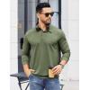 imageCOOFANDY Mens Polo Shirts Long Sleeve Casual Lightweigt Golf Polos Button Collared TshirtArmy Green