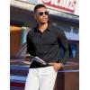 imageCOOFANDY Mens Polo Shirts Long Sleeve Casual Lightweigt Golf Polos Button Collared TshirtBlack