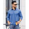 imageCOOFANDY Mens Polo Shirts Long Sleeve Casual Lightweigt Golf Polos Button Collared TshirtBlue