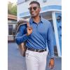 imageCOOFANDY Mens Polo Shirts Long Sleeve Casual Lightweigt Golf Polos Button Collared TshirtBlue