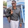 imageCOOFANDY Mens Polo Shirts Long Sleeve Casual Lightweigt Golf Polos Button Collared TshirtDark Gray