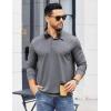 imageCOOFANDY Mens Polo Shirts Long Sleeve Casual Lightweigt Golf Polos Button Collared TshirtDark Gray