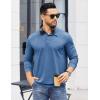 imageCOOFANDY Mens Polo Shirts Long Sleeve Casual Lightweigt Golf Polos Button Collared TshirtDemin Blue