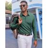 imageCOOFANDY Mens Polo Shirts Long Sleeve Casual Lightweigt Golf Polos Button Collared TshirtGreen