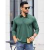 imageCOOFANDY Mens Polo Shirts Long Sleeve Casual Lightweigt Golf Polos Button Collared TshirtGreen