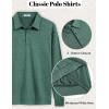 imageCOOFANDY Mens Polo Shirts Long Sleeve Casual Lightweigt Golf Polos Button Collared TshirtGreen