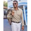 imageCOOFANDY Mens Polo Shirts Long Sleeve Casual Lightweigt Golf Polos Button Collared TshirtKhaki
