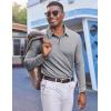 imageCOOFANDY Mens Polo Shirts Long Sleeve Casual Lightweigt Golf Polos Button Collared TshirtLight Grey
