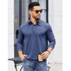 imageCOOFANDY Mens Polo Shirts Long Sleeve Casual Lightweigt Golf Polos Button Collared TshirtNavy Blue