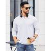 imageCOOFANDY Mens Polo Shirts Long Sleeve Casual Lightweigt Golf Polos Button Collared TshirtWhite