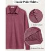 imageCOOFANDY Mens Polo Shirts Long Sleeve Casual Lightweigt Golf Polos Button Collared TshirtWine Red