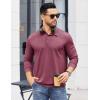 imageCOOFANDY Mens Polo Shirts Long Sleeve Casual Lightweigt Golf Polos Button Collared TshirtWine Red