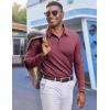 imageCOOFANDY Mens Polo Shirts Long Sleeve Casual Lightweigt Golf Polos Button Collared TshirtWine Red