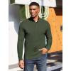 imageCOOFANDY Mens Quarter Button Sweater Mock Neck Textured Knitted PulloverDark Army Green