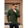 imageCOOFANDY Mens Quarter Button Sweater Mock Neck Textured Knitted PulloverDark Army Green