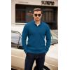 imageCOOFANDY Mens Quarter Button Sweater Mock Neck Textured Knitted PulloverDark Blue