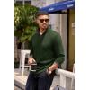 imageCOOFANDY Mens Quarter Zip Pullover Lightweight Sweater Casual Long Sleeve Corduroy Half Zip SweatshirtArmy Green