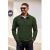 imageCOOFANDY Mens Quarter Zip Pullover Lightweight Sweater Casual Long Sleeve Corduroy Half Zip SweatshirtArmy Green