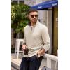 imageCOOFANDY Mens Quarter Zip Pullover Lightweight Sweater Casual Long Sleeve Corduroy Half Zip SweatshirtBeige