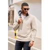 imageCOOFANDY Mens Quarter Zip Pullover Lightweight Sweater Casual Long Sleeve Corduroy Half Zip SweatshirtBeige