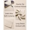 imageCOOFANDY Mens Quarter Zip Pullover Lightweight Sweater Casual Long Sleeve Corduroy Half Zip SweatshirtBeige